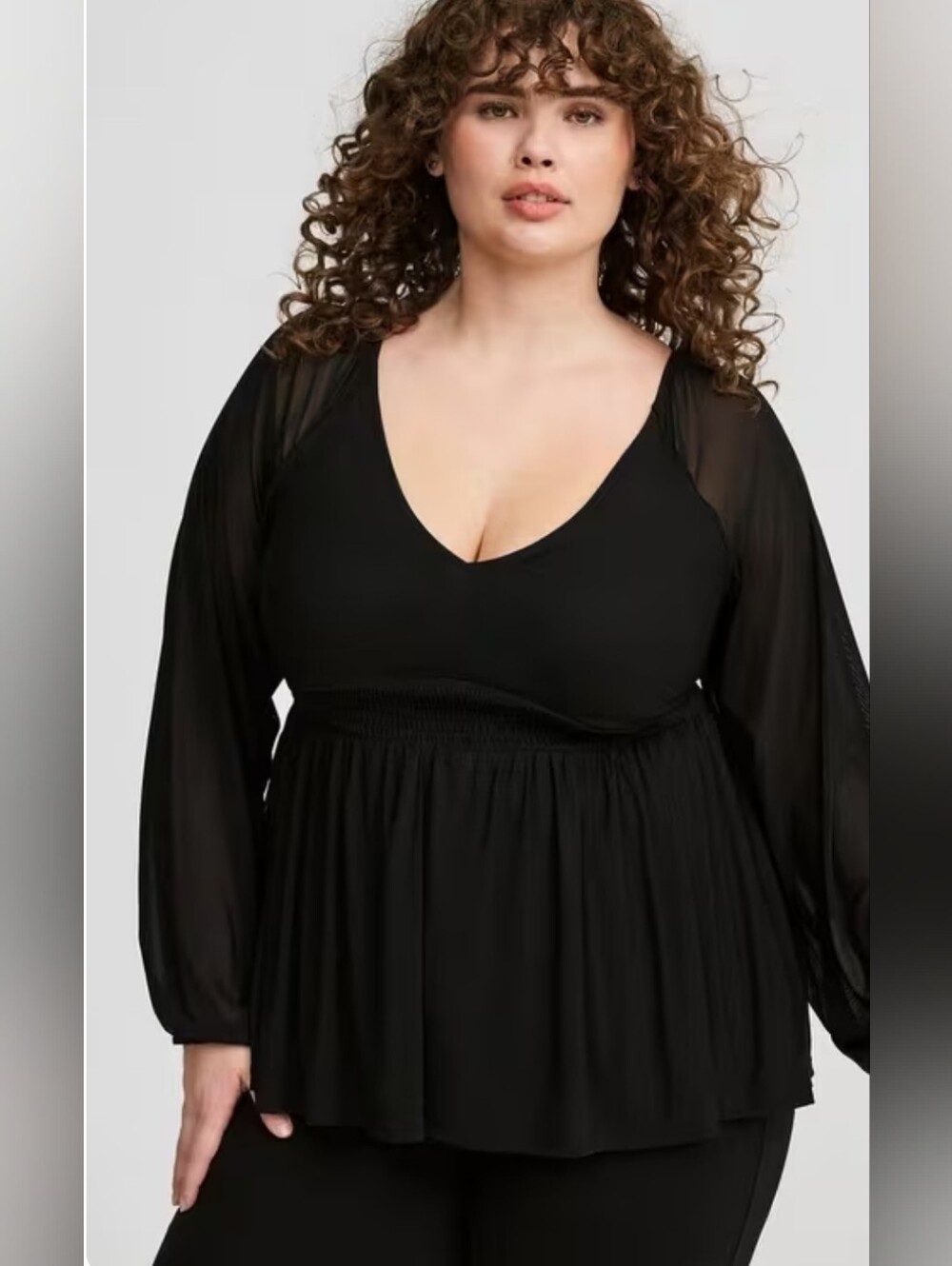 torrid Blouson Mesh Babydoll Top